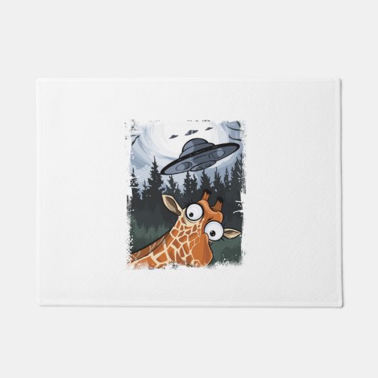 Funny Giraffe UFO Zoo Animal Weird Meme Graphic _ Fußmatte (Vorderseite)
