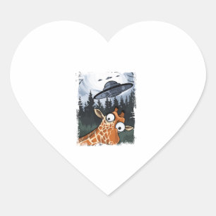 Funny Giraffe UFO Zoo Animal Weird Meme Graphic _ Herz-Aufkleber