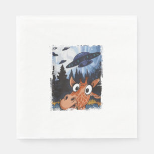 Funny Giraffe UFO Zoo Animal Weird Meme Graphic Serviette