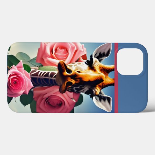 Funny Giraffe und Rose Surreal Case-Mate iPhone Hülle (Rückseite (Horizontal))