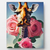 Funny Giraffe und Rose Surreal Fotoplatte (Vorderseite)