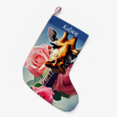 Funny Giraffe und Rose Surreal Personalisiert Kleiner Weihnachtsstrumpf (Vorderansicht (hängend))