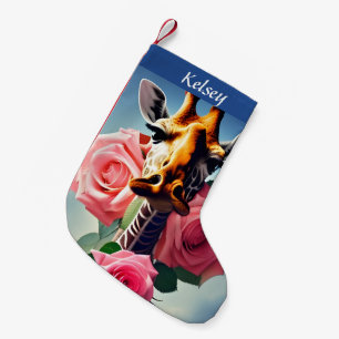Funny Giraffe und Rose Surreal Personalisiert Kleiner Weihnachtsstrumpf