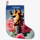 Funny Giraffe und Rose Surreal Personalisiert Kleiner Weihnachtsstrumpf (Vorderseite)