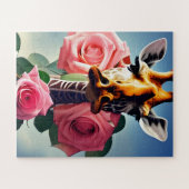 Funny Giraffe und Rose Surreal Puzzle (Horizontal)