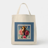 Funny Giraffe und Rose Surreal Shopping Tasche (Rückseite)