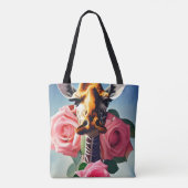 Funny Giraffe und Rose Surreal Tasche (Rückseite)