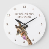 Funny Giraffe Wall Clock - Benutzerdefinierter Tex Große Wanduhr (Vorderseite)