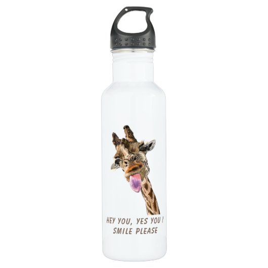 Funny Giraffe Wasserflasche - Benutzerdefinierter Edelstahlflasche (Vorderseite)