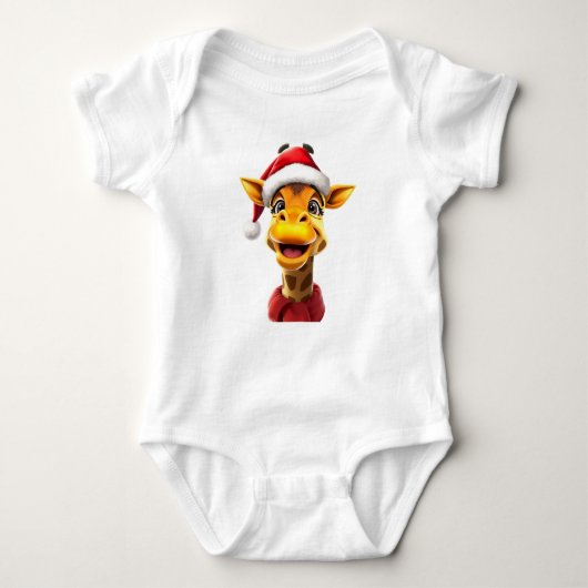 Funny giraffe wearing a Santa hat Baby Strampler (Vorderseite)