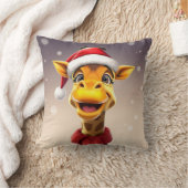 Funny giraffe wearing a Santa hat Kissen (Decke)