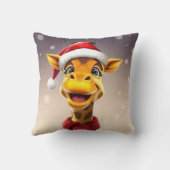 Funny giraffe wearing a Santa hat Kissen (Rückseite)