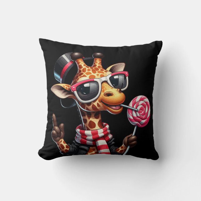 Funny Giraffe Wearing Sonnenbrille Kissen (Vorderseite)