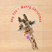Funny Giraffe Weihnachtskarte - Benutzerdefinierte Acryleinladungen (Vorderseite)