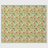 Funny Giraffe Weihnachtsmannmütze Holly Gold Wrapp Geschenkpapier (Flach)