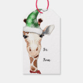 Funny Giraffe Weihnachtsmannmütze Weihnachten Geschenkanhänger (Rückseite)