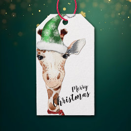 Funny Giraffe Weihnachtsmannmütze Weihnachten Geschenkanhänger