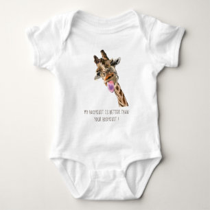 Funny Giraffe Zunge Out Playful Wink - Hinzufügen Baby Strampler
