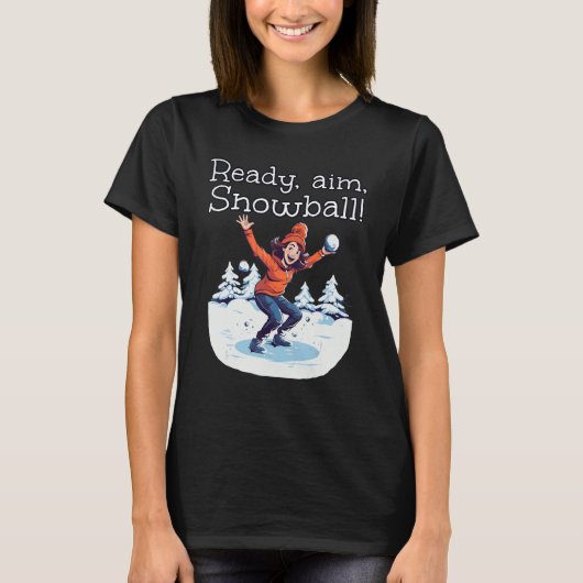 Funny Girl bereit zum Ziel mit Snowballs für Snowb T-Shirt (Vorderseite)
