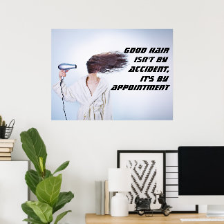 Funny Girl Blowstrocknen ihre Haare - Friseur Salo Poster