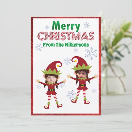 Funny Girl Elves Custom Kids Fotos Weihnachten (Stehend Vorderseite)
