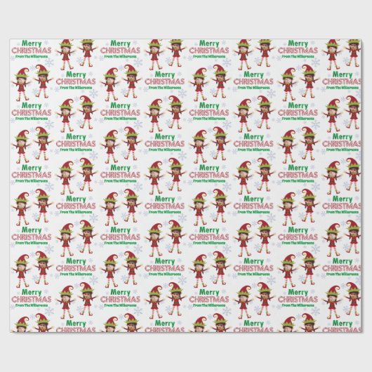 Funny Girl Elves Custom Kids Fotos Weihnachten Geschenkpapier (Flach)