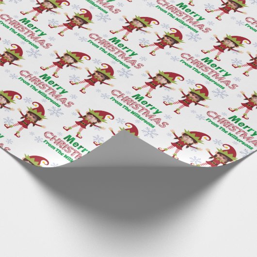 Funny Girl Elves Custom Kids Fotos Weihnachten Geschenkpapier (Ecke)