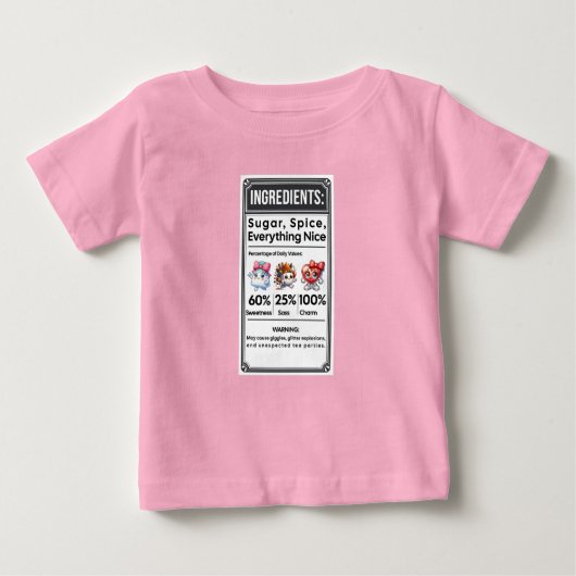 Funny Girl Ingredients Label Einfaches Halloween Baby T-shirt (Vorderseite)