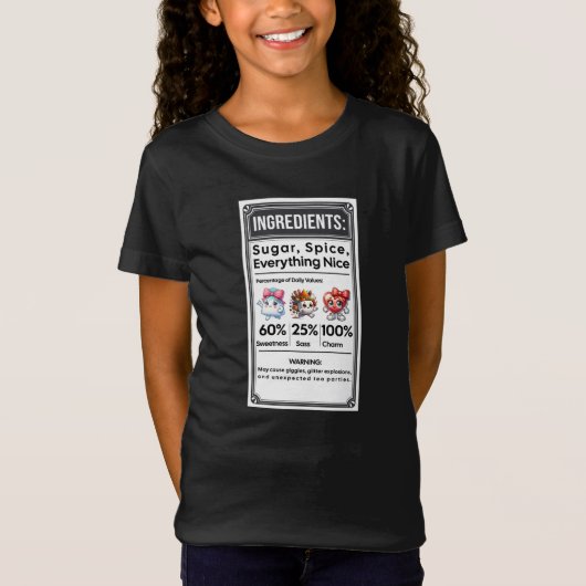 Funny Girl Ingredients Label Einfaches Halloween T-Shirt (Vorderseite)