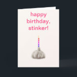 Funny Girl Knolic Happy Birthday Stinker Humour Karte<br><div class="desc">Eine Geburtstagskarte für sie mit der Meldung "Happy Geburtday, Stinker" und dem darin enthaltenen Text mit folgendem Wortlaut: "Ich hoffe, Sie feiern heute mit viel Knoblauchpizza. Wie du es magst!" Sie können die Namen des Absenders und des Empfängers, die Begrüßung und den Text personalisieren, um eine humorvolle, alberne Witz personalisierte...</div>