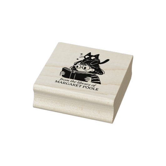 Funny Girl mit Cat Buchzeichen Gummistempel (Stempel)