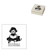 Funny Girl mit Cat Buchzeichen Gummistempel (Stempel)