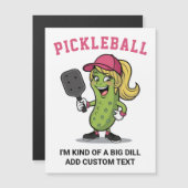 Funny Girl Pickle Playing Pickleball, Custom Text Magnetkarte (Vorne/Hinten)