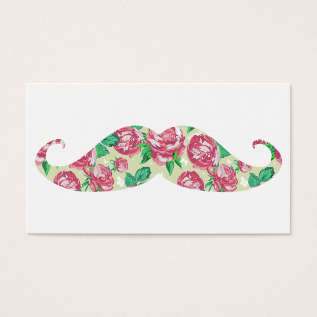 Funny Girl Pink Green White Floral Mustache (Vorderseite)