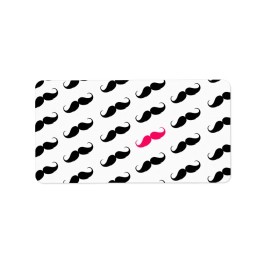Funny Girl Pink und Black Mustache Muster Adressaufkleber (Vorne)