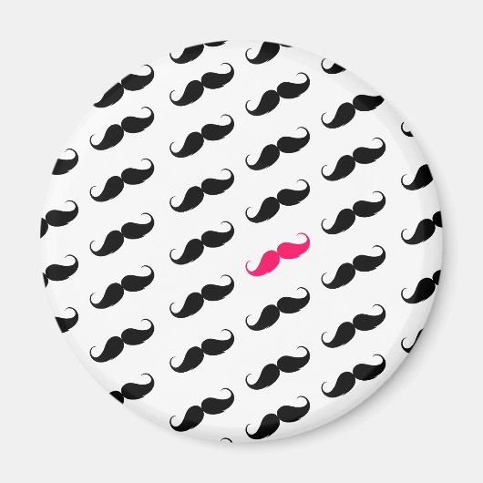 Funny Girl Pink und Black Mustache Muster Magnet (Vorne)