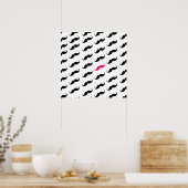 Funny Girl Pink und Black Mustache Muster Poster (Küche)