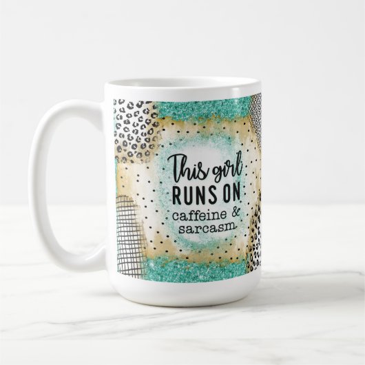 Funny Girl Runs auf Caffeine Sarcasm Tasse Geschen (Links)