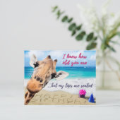 Funny Girlfriend Birthday - Age Secret Giraffe Postkarte (Stehend Vorderseite)