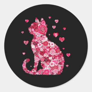 Funny Girls Cat Valentinstag Frauen glücklich Meow Runder Aufkleber