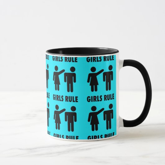 Funny Girls Rule Aquamarin Türkis Blue Girl Power Tasse (Rechts)