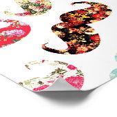Funny Girly farbenfrohe Muster Mustaches Poster (Ecke)