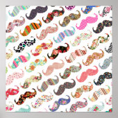 Funny Girly farbenfrohe Muster Mustaches Poster (Vorne)