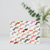 Funny Girly farbenfrohe Muster Mustaches Postkarte (Stehend Vorderseite)