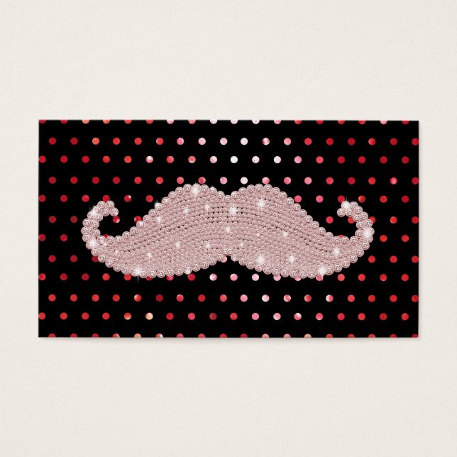 Funny Girly Pink Bling Mustache Polka Dots Muster (Vorderseite)