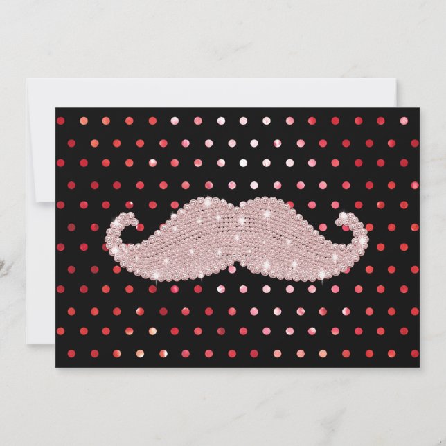 Funny Girly Pink Bling Mustache Polka Dots Muster (Vorderseite)