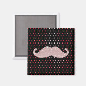 Funny Girly Pink Bling Mustache Polka Dots Muster Magnet (Vorderseite/Rückseite)