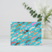 Funny Girly Turquoise Floral Azaches Postkarte (Stehend Vorderseite)