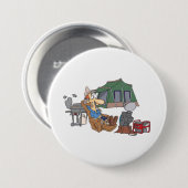Funny Glamping Cartoon Luxus Camping Button (Vorne & Hinten)