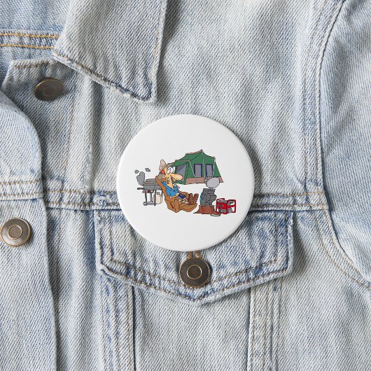Funny Glamping Cartoon Luxus Camping Button